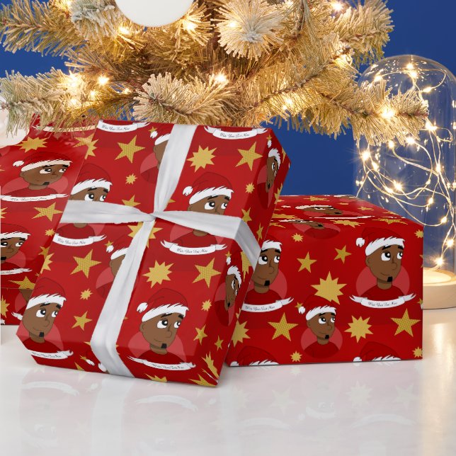 Smiling man Christmas cartoon Wrapping Paper (Holidays)