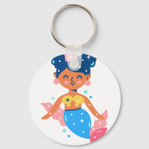 Smiling mermaid princess keychain