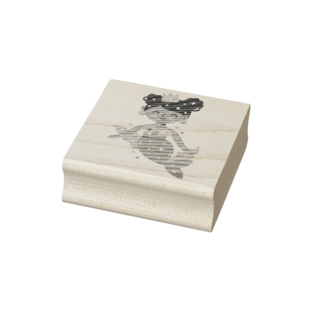 Smiling mermaid princess rubber stamp (Stamp)
