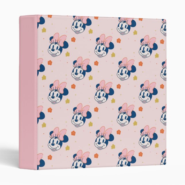Smiling Minnie Mouse Floral Pattern Binder (Front/Spine)