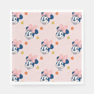 Smiling Minnie Mouse Floral Pattern Napkin