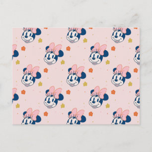 Smiling Minnie Mouse Floral Pattern Postcard