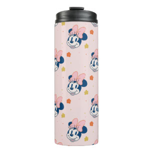 Smiling Minnie Mouse Floral Pattern Thermal Tumbler