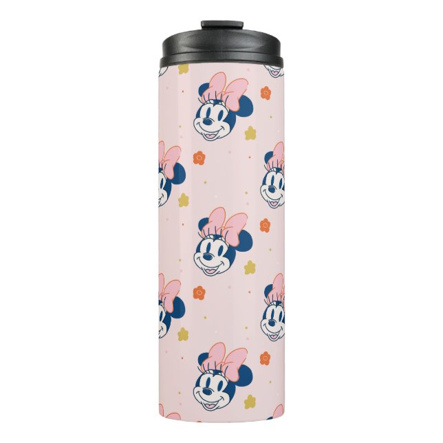 Smiling Minnie Mouse Floral Pattern Thermal Tumbler (Front)