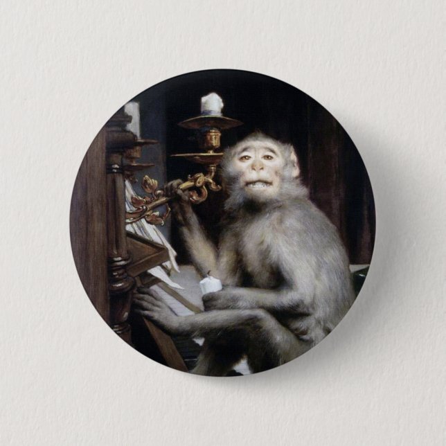 Smiling Monkey 2 Inch Round Button (Front)