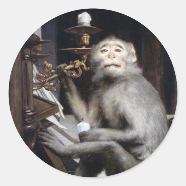 Smiling Monkey Classic Round Sticker (Front)