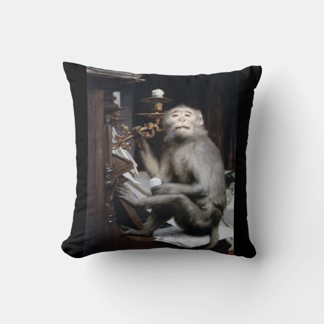 Smiling Monkey Throw Pillow (Front)