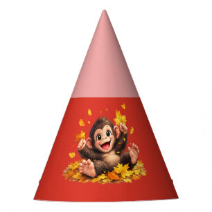 Smiling Monkey with Big Eyes Playful Tropical Party Hat