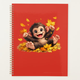 Smiling Monkey with Big Eyes Playful Tropical  Planner