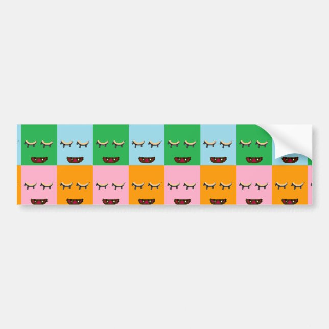 Smiling monster block faces bumper sticker (Front)