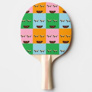 Smiling monster block faces ping pong paddle
