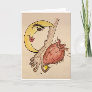 Smiling Moon Over the Heart of Things Thank You Card