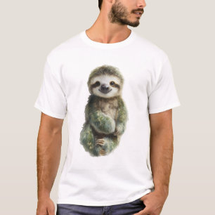 Smiling Mossy Sloth Illustration Men T-Shirt