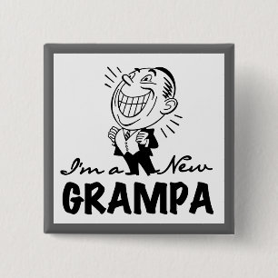 Smiling New Grampa T-shirts and Gifts 2 Inch Square Button