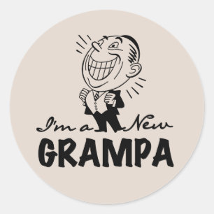 Smiling New Grampa T-shirts and Gifts Classic Round Sticker