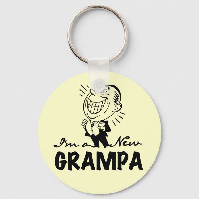 Smiling New Grampa T-shirts and Gifts Keychain (Front)