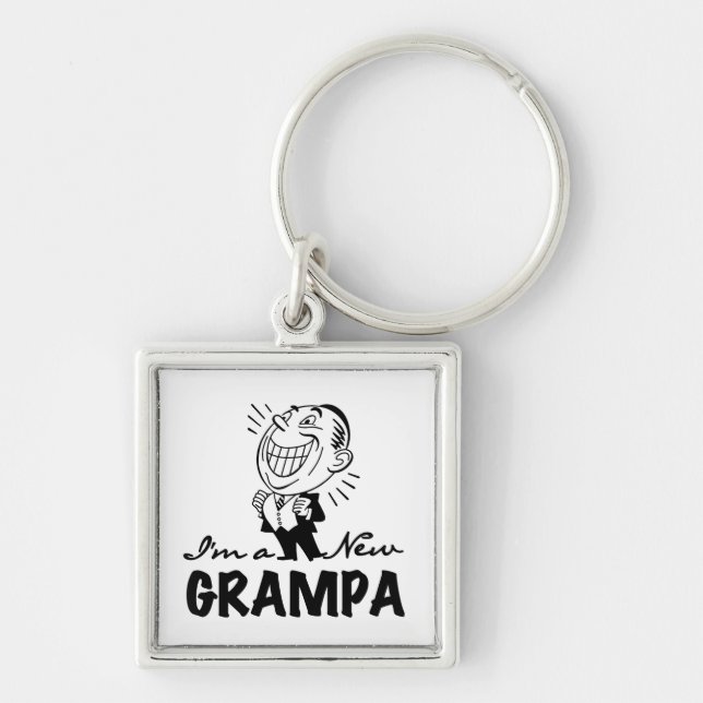 Smiling New Grampa T-shirts and Gifts Keychain (Front)