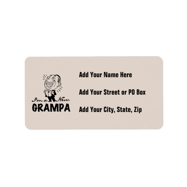 Smiling New Grampa T-shirts and Gifts Label (Front)