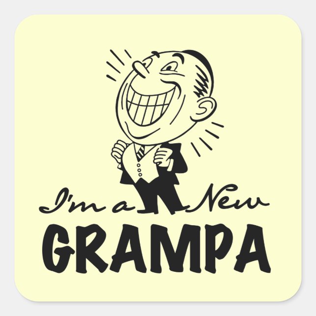 Smiling New Grampa T-shirts and Gifts Square Sticker (Front)
