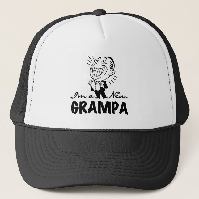 Smiling New Grampa T-shirts and Gifts Trucker Hat (Front)