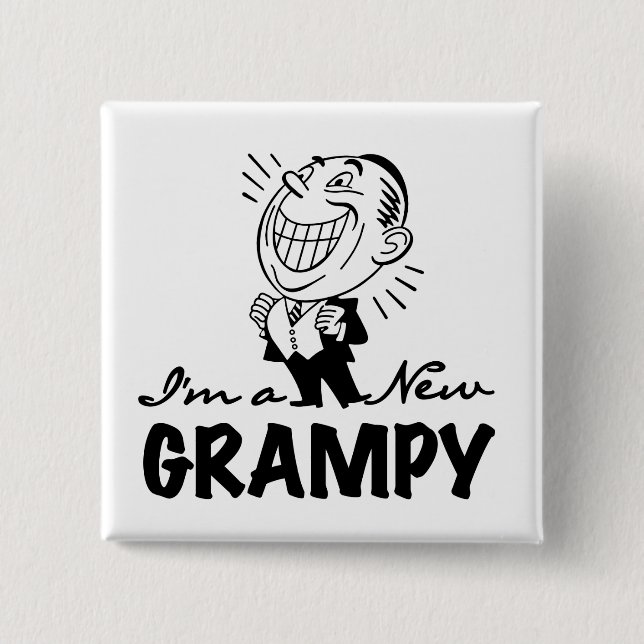 Smiling New Grampy T-shirts and Gifts 2 Inch Square Button (Front)