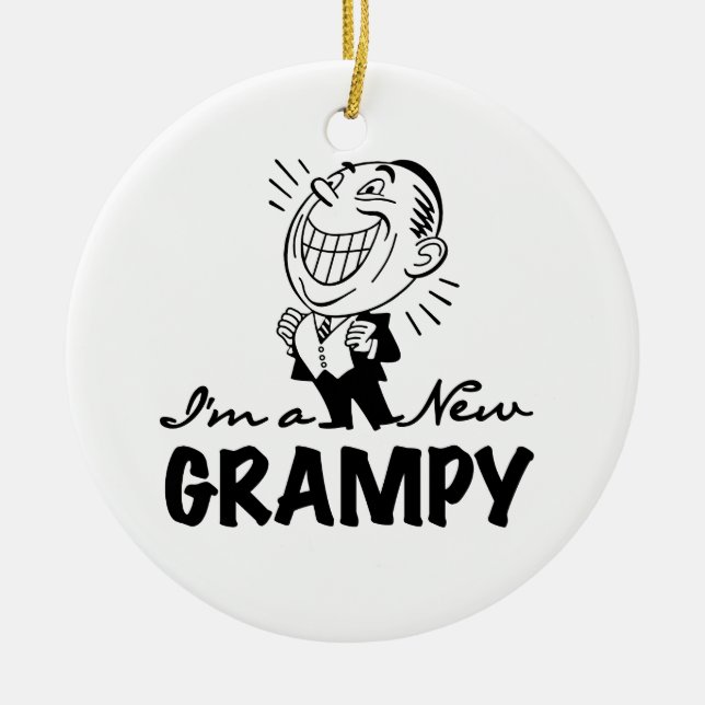 Smiling New Grampy T-shirts and Gifts Ceramic Ornament (Front)