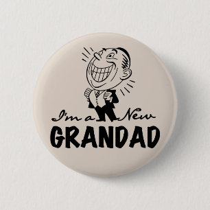 Smiling New Grandad T-shirts and Gifts 2 Inch Round Button