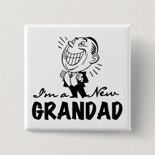 Smiling New Grandad T-shirts and Gifts 2 Inch Square Button