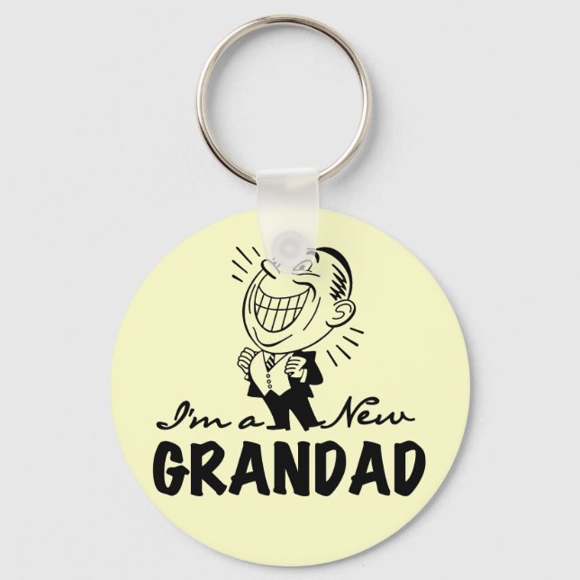 Smiling New Grandad T-shirts and Gifts Keychain (Front)