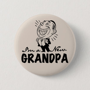 Smiling New Grandpa T-shirts and Gifts 2 Inch Round Button