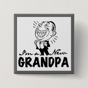 Smiling New Grandpa T-shirts and Gifts 2 Inch Square Button