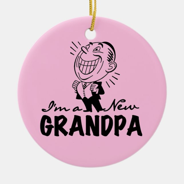 Smiling New Grandpa T-shirts and Gifts Ceramic Ornament (Front)