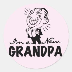 Smiling New Grandpa T-shirts and Gifts Classic Round Sticker
