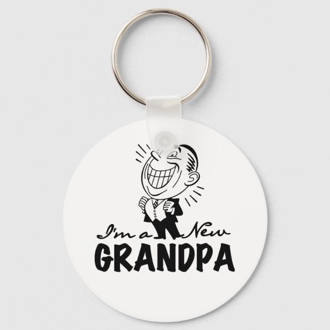 Smiling New Grandpa T-shirts and Gifts Keychain (Front)