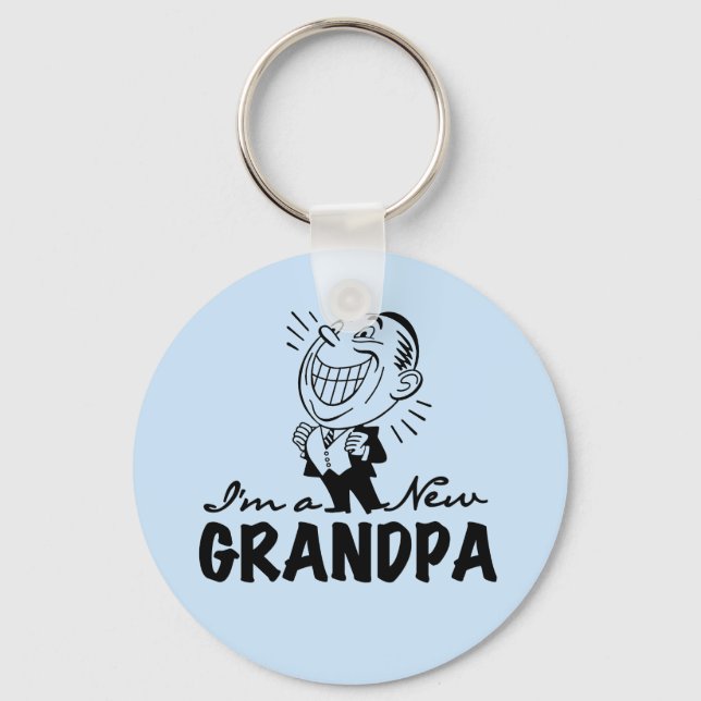 Smiling New Grandpa T-shirts and Gifts Keychain (Front)