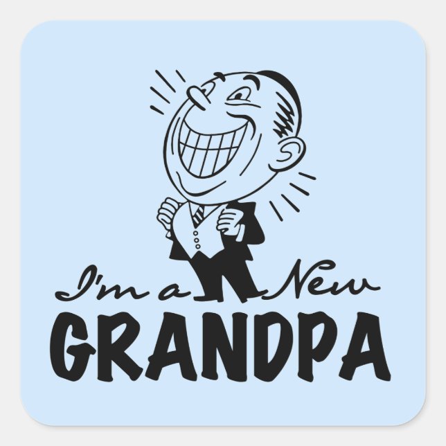 Smiling New Grandpa T-shirts and Gifts Square Sticker (Front)