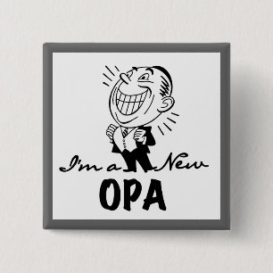 Smiling New Opa T-shirts and Gifts 2 Inch Square Button