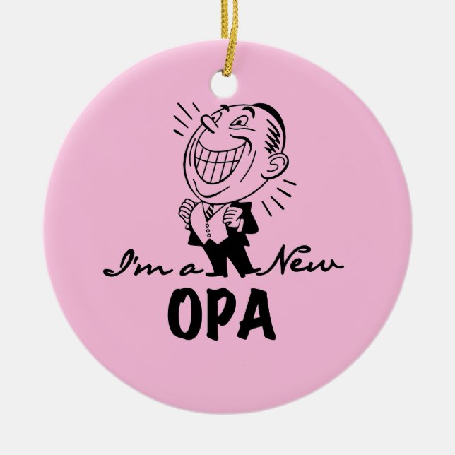 Smiling New Opa T-shirts and Gifts Ceramic Ornament (Front)
