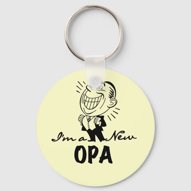 Smiling New Opa T-shirts and Gifts Keychain (Front)