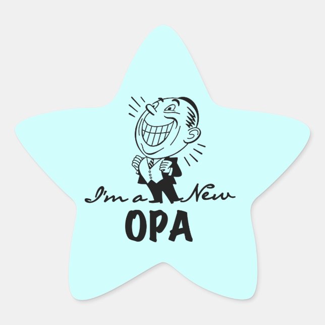 Smiling New Opa T-shirts and Gifts Star Sticker (Front)