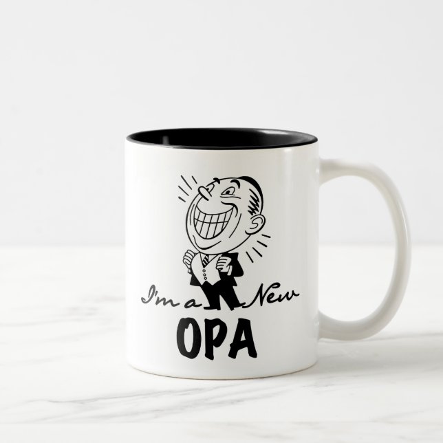 Smiling New Opa T-shirts and Gifts Two-Tone Coffee Mug (Right)