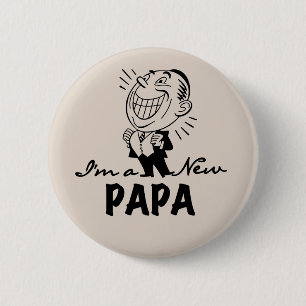 Smiling New Papa T-shirts and Gifts 2 Inch Round Button