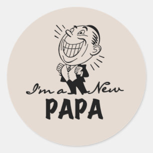 Smiling New Papa T-shirts and Gifts Classic Round Sticker
