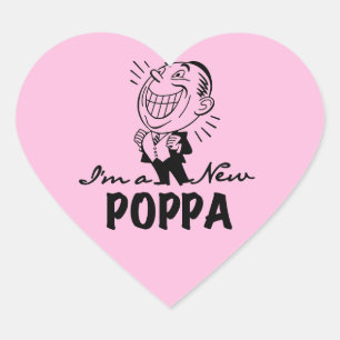 Smiling New Poppa T-shirts and Gifts Heart Sticker