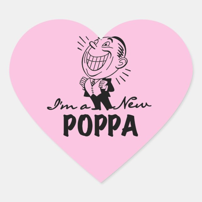Smiling New Poppa T-shirts and Gifts Heart Sticker (Front)