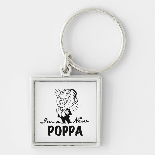 Smiling New Poppa T-shirts and Gifts Keychain (Front)