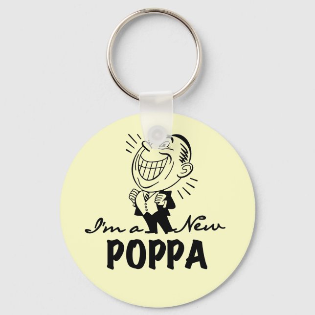Smiling New Poppa T-shirts and Gifts Keychain (Front)