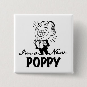 Smiling New Poppy T-shirts and Gifts 2 Inch Square Button