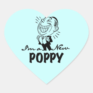 Smiling New Poppy T-shirts and Gifts Heart Sticker