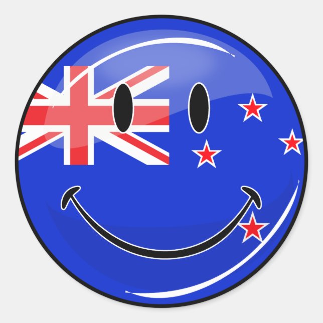 Smiling New Zealand Flag Classic Round Sticker (Front)